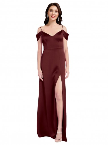 Purchase Long Sleeveless Off the Shoulder A-Line Stretch Satin Evening Gown Canada