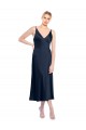 Purchase Midi Length Sleeveless V-Neck A-Line Stretch Satin Evening Dress Canada