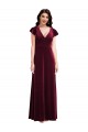 Purchase Long Flutter Sleeve V-Neck A-Line Stretch Velvet Maxi Evening Dress Canada
