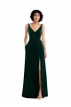 Purchase Long Sleeveless V-Neck A-Line Stretch Velvet Maxi Evening Dress Canada
