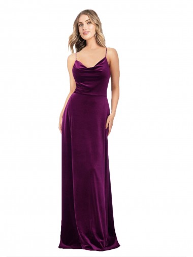 Purchase Long Sleeveless Scoop Neck A-Line Stretch Velvet Evening Dress Canada