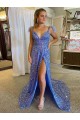 Purchase Court Train Sleeveless V-Neck A-Line Velvet Sequin Long Evening Dress Canada