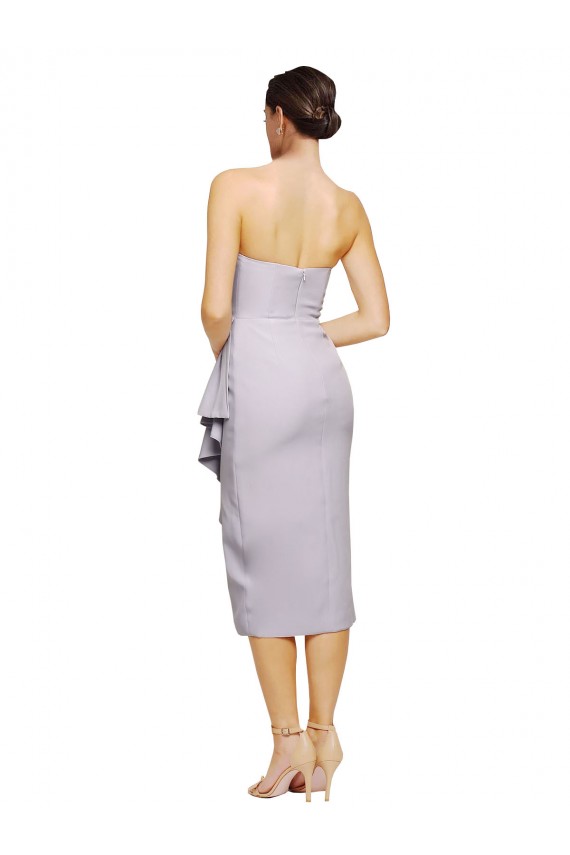 Purchase Cocktail Length Sleeveless Strapless Sheath Stretch Crepe Evening Dress Canada