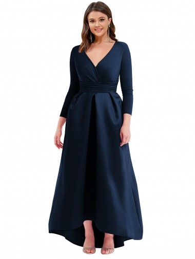 Purchase Long Long Sleeves V-Neck Ball Dress Spandex Plus Size Evening Dress Canada