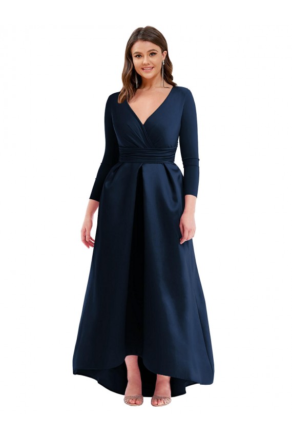 Purchase Long Long Sleeves V-Neck Ball Dress Spandex Plus Size Evening Dress Canada