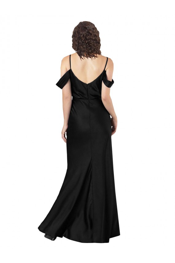 Purchase Long Sleeveless Off the Shoulder A-Line Silky Satin Sexy Evening Dress Canada