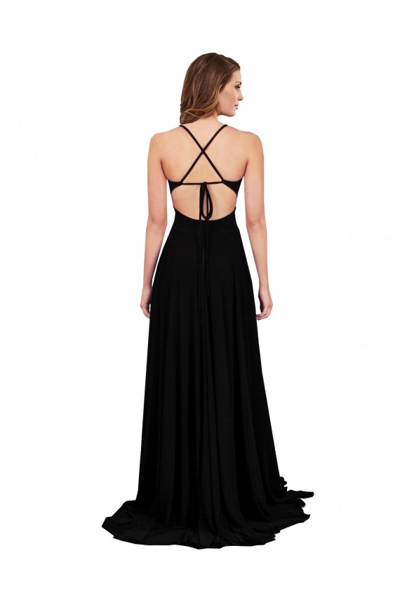 Purchase Long Sleeveless V-Neck A-Line Spandex Sexy Evening Dress Canada