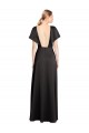 Purchase Long Cap Sleeves V-Neck A-Line Stretch Satin Open Back Evening Dress Canada