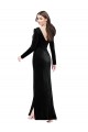 Purchase Long Long Sleeves V-Neck Column Stretch Velvet Evening Dress Canada
