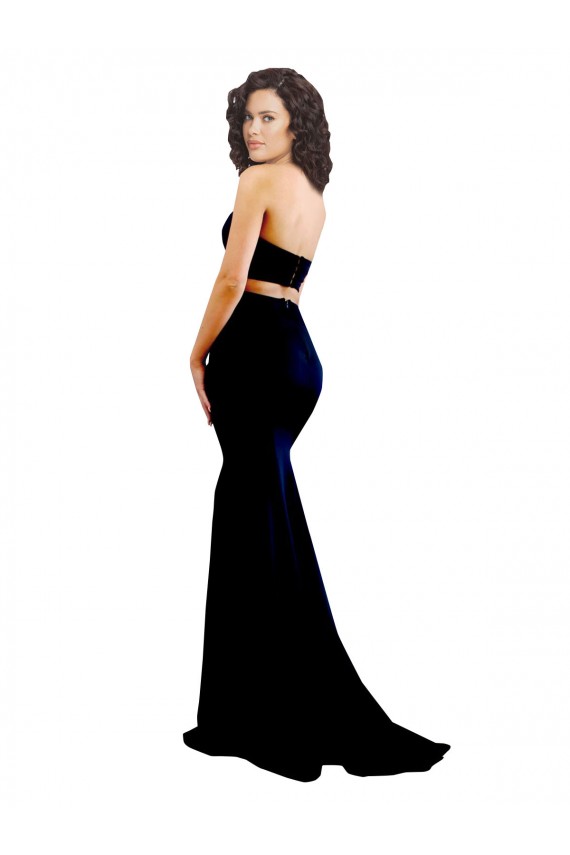 Purchase Long Sleeveless High Neck Mermaid Stretch Crepe Evening Gown Canada