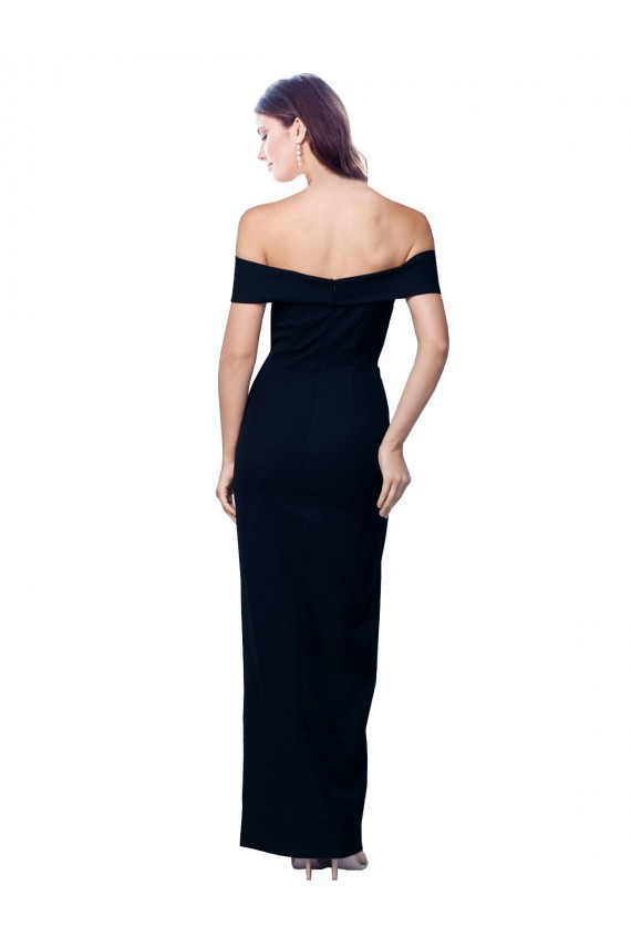 Purchase Long Sleeveless Off the Shoulder Mermaid Stretch Crepe Black Evening Dress Canada