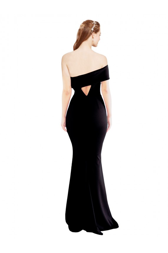 Purchase Long Sleeveless One Shoulder Mermaid Stretch Crepe Keyhole Back Evening Dress Canada