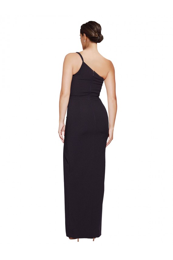 Purchase Long Sleeveless One Shoulder Sheath Stretch Crepe Bridal Party Dress Canada