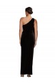 Purchase Long Sleeveless One Shoulder Sheath Stretch Velvet Black Evening Dress Canada