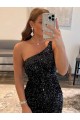Purchase Short Sleeveless One Shoulder Velvet Sequin Homecoming Gown Canada
