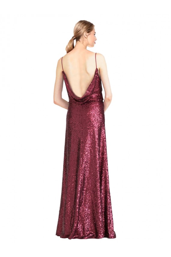 Purchase Long Sleeveless Halter Neck A-Line Sequin Evening Dress Canada