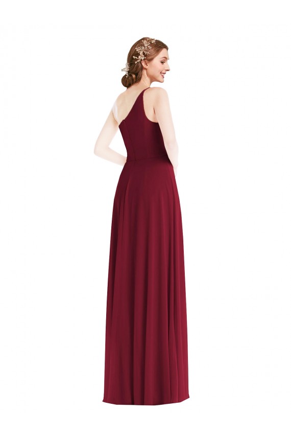 Purchase Long Sleeveless One Shoulder A-Line Soft Chiffon Maxi Evening Dress Canada
