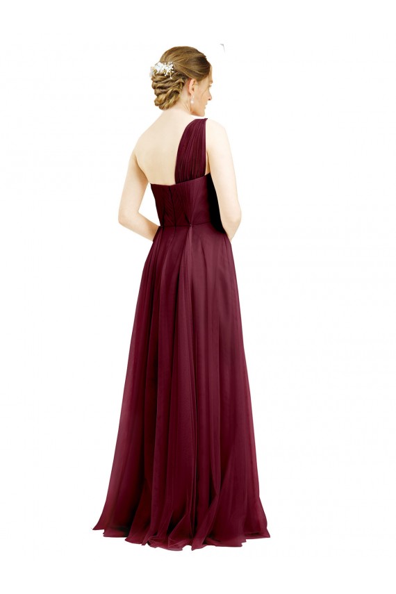 Purchase Long Sleeveless One Shoulder A-Line Tulle Semi Formal Evening Dress Canada