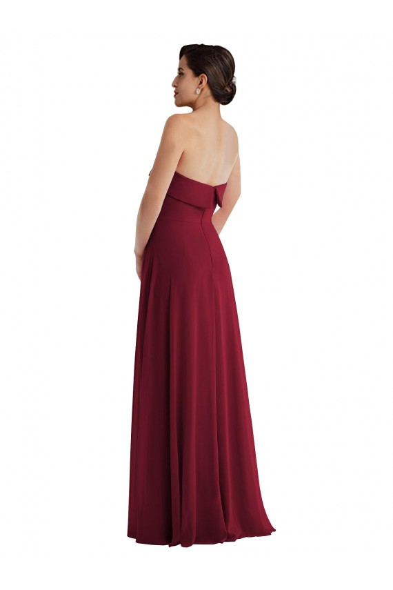 Purchase Long Sleeveless Strapless A-Line Soft Chiffon Maxi Evening Dress Canada