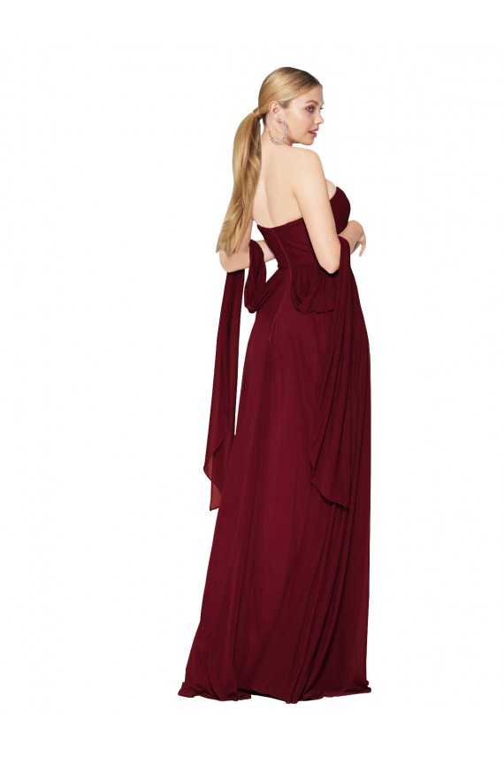 Purchase Long Sleeveless Sweetheart A-Line Soft Chiffon Burgundy Evening Dress Canada