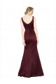 Purchase Long Sleeveless V-Neck A-Line Luxe Satin Burgundy Evening Dress Canada