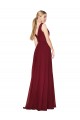 Purchase Long Sleeveless V-Neck A-Line Soft Chiffon Burgundy Bridal Party Dress Canada