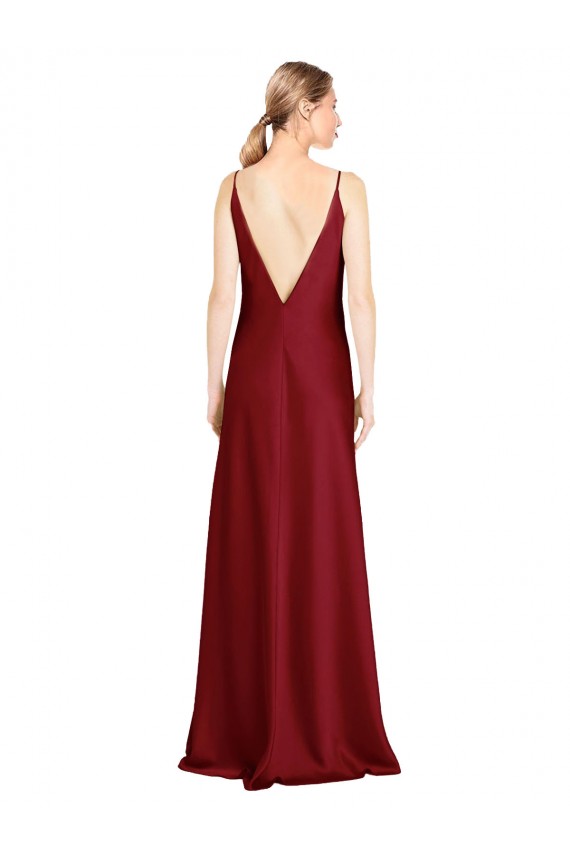 Purchase Long Sleeveless V-Neck A-Line Stretch Satin Evening Dresses Canada