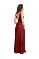 Purchase Long Sleeveless V-Neck A-Line Stretch Satin Evening Dress Canada