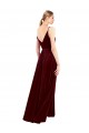 Purchase Long Sleeveless V-Neck A-Line Stretch Velvet Burgundy Evening Dress Canada