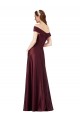Purchase Long Cap Sleeves Off the Shoulder A-Line Satin Evening Dress Canada