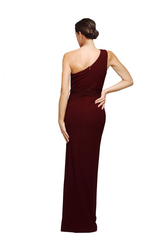 Purchase Long Sleeveless One Shoulder Sheath Stretch Crepe Evening Dress Canada