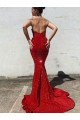 Purchase Court Train Long Sleeveless Sweetheart Mermaid Velvet Sequin Evening Dress Canada