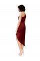 Purchase Midi Length Sleeveless One Shoulder Sheath Stretch Satin Burgundy Evening Dress Canada