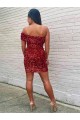 Purchase Short Sleeveless One Shoulder Velvet Sequin Homecoming Dress Canada