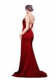 Purchase Sweep Train Sleeveless Spaghetti Straps Sheath Stretch Satin Burgundy Evening Dress Canada
