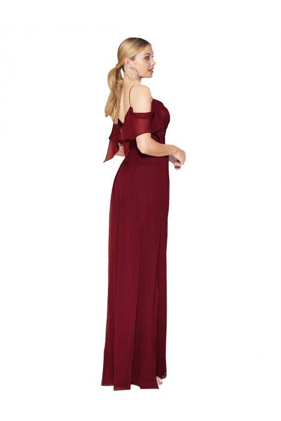 Purchase Long Cold Shoulder Off the Shoulder Trumpet Soft Chiffon Evening Dress Canada