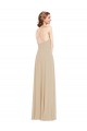 Purchase Long Sleeveless V-Neck A-Line Soft Chiffon Champagne Maxi Evening Dress Canada