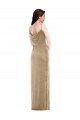 Purchase Long Sleeveless One Shoulder Sheath Stretch Velvet Champagne Maxi Evening Dress Canada