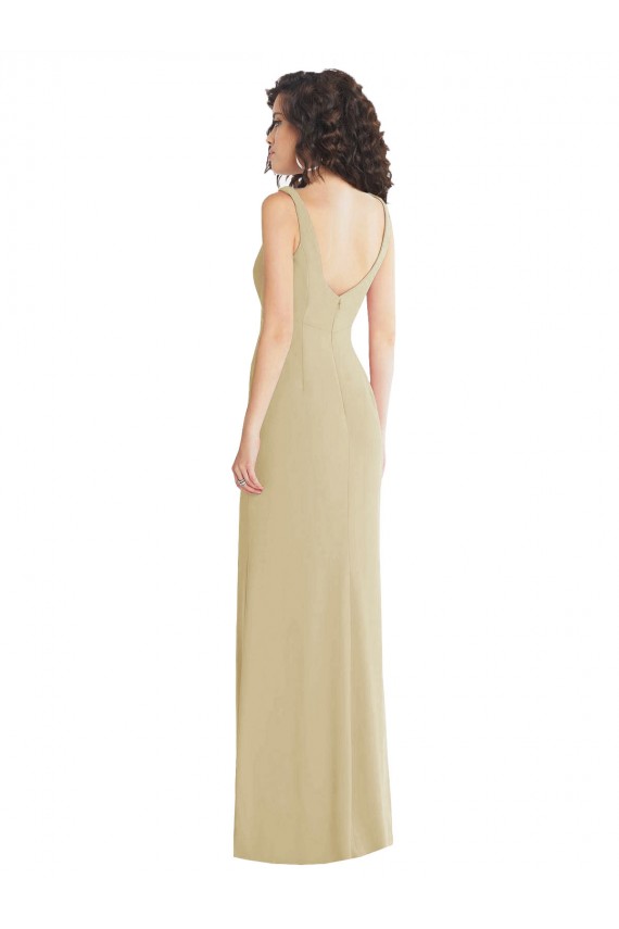 Purchase Long Sleeveless Square Neck Trumpet Stretch Crepe Evening Dress Canada