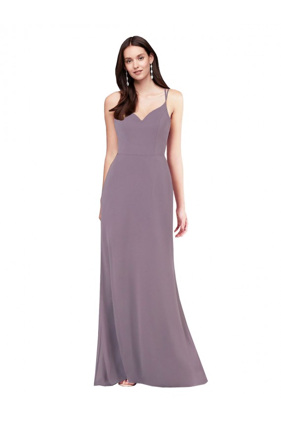Purchase Long Sleeveless Sweetheart Column Soft Chiffon Evening Dress Canada