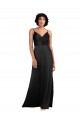 Purchase Long Sleeveless V-Neck Column Silky Satin Evening Dress Canada