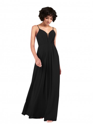 Purchase Long Sleeveless V-Neck Column Soft Chiffon Evening Dress Canada
