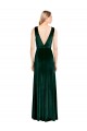 Purchase Long Sleeveless V-Neck A-Line Stretch Velvet Dark Green Evening Gown Canada