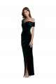 Purchase Long Sleeveless Off the Shoulder Sheath Stretch Velvet Evening Dress Canada