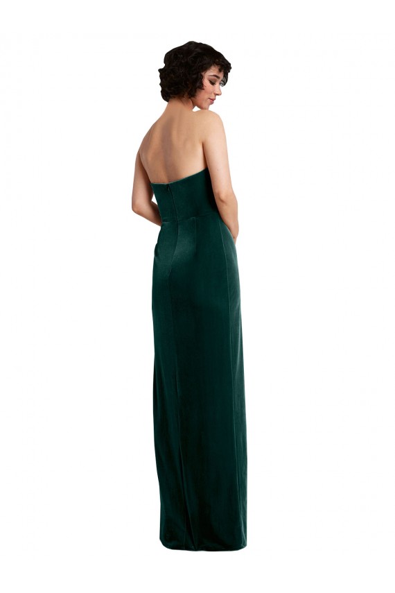 Purchase Long Sleeveless Strapless Sheath Stretch Velvet Sexy Evening Dress Canada