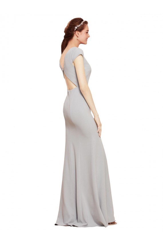 Purchase Long Sleeveless Boat Neck A-Line Stretch Crepe Sexy Evening Dress Canada