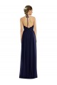 Purchase Long Sleeveless Halter Neck A-Line Soft Chiffon Dark Navy Maxi Evening Dress Canada