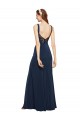 Purchase Long Sleeveless Round Neck A-Line Stretch Crepe Evening Dresses Canada