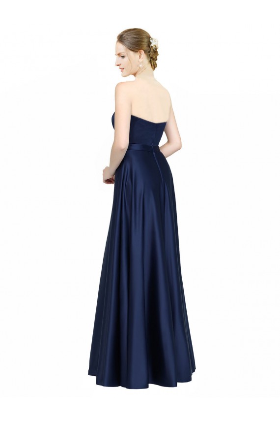 Purchase Long Sleeveless Sweetheart A-Line Stretch Satin Low Back Evening Dress Canada