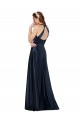 Purchase Long Sleeveless V-Neck A-Line Luxe Satin Keyhole Back Evening Dress Canada